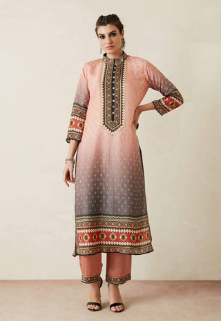 Rajdeep Ranawat-Peach Printed Kurta With Palazzo-INDIASPOPUP.COM