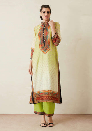 Rajdeep Ranawat-Lime Green Kurta With Palazzo Pant-INDIASPOPUP.COM