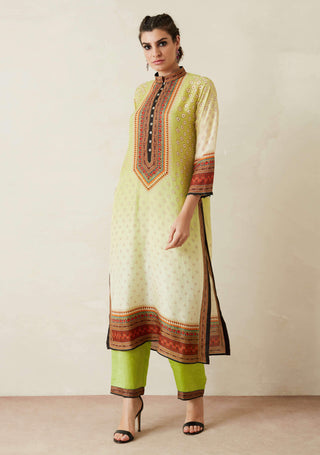 Rajdeep Ranawat-Lime Green Kurta With Palazzo Pant-INDIASPOPUP.COM