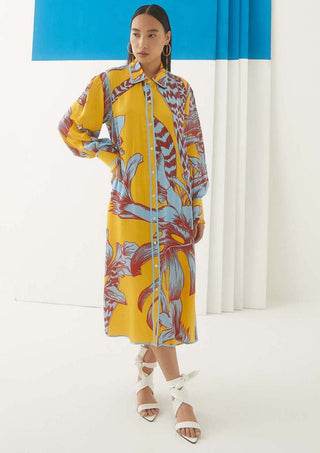 Studio Rigu-Yellow Aphrodite Shirt Dress-INDIASPOPUP.COM