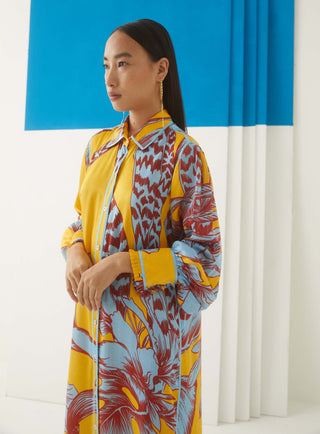Studio Rigu-Yellow Aphrodite Shirt Dress-INDIASPOPUP.COM