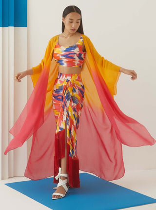 Studio Rigu-Hibsicus Organza Cape-INDIASPOPUP.COM