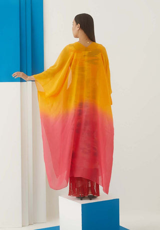 Studio Rigu-Hibsicus Organza Cape-INDIASPOPUP.COM