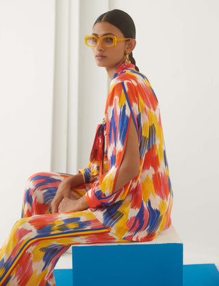 Studio Rigu-Ikat Shirt Front Knot With Trousers-INDIASPOPUP.COM