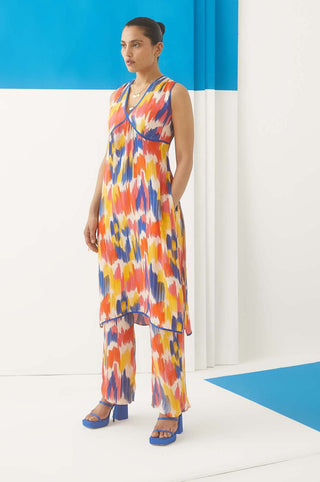 Studio Rigu-Ikat Kurta With Trousers-INDIASPOPUP.COM