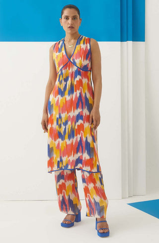 Studio Rigu-Ikat Kurta With Trousers-INDIASPOPUP.COM