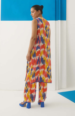 Studio Rigu-Ikat Kurta With Trousers-INDIASPOPUP.COM