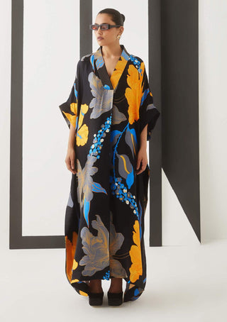 Studio Rigu-Black Starry Night Kaftaan Dress-INDIASPOPUP.COM