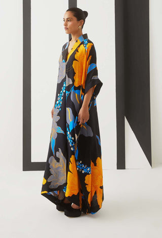 Studio Rigu-Black Starry Night Kaftaan Dress-INDIASPOPUP.COM