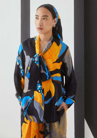 Studio Rigu-Black Midnight Knot Shirt With Pants-INDIASPOPUP.COM