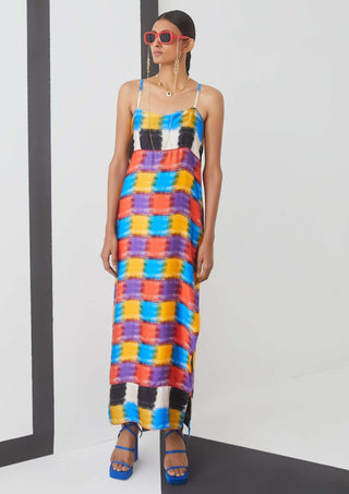 Studio Rigu-Multicolor Baltimore Check Slip Dress-INDIASPOPUP.COM