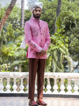 Arjun Kilachand-Rose Pink Embroidered Bandgala Jacket-INDIASPOPUP.COM