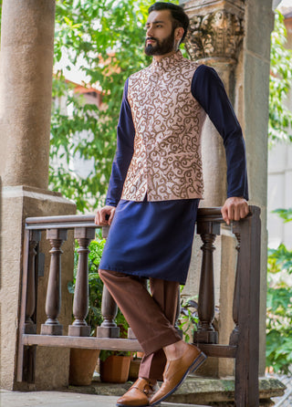 Arjun Kilachand-Rose Pink Embroidered Bundi-INDIASPOPUP.COM