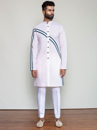 Arjun Kilachand-Rose Stripe Blocking Kurta-INDIASPOPUP.COM