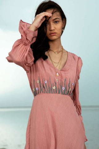 The Loom Art-Rouge Coral Dress-INDIASPOPUP.COM