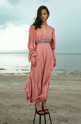 The Loom Art-Rouge Coral Dress-INDIASPOPUP.COM