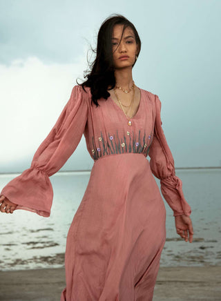 The Loom Art-Rouge Coral Dress-INDIASPOPUP.COM