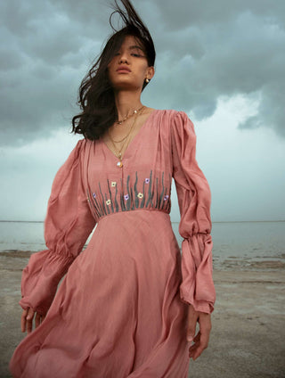 The Loom Art-Rouge Coral Dress-INDIASPOPUP.COM