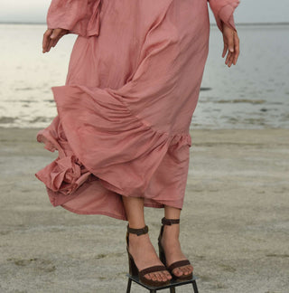 The Loom Art-Rouge Coral Dress-INDIASPOPUP.COM