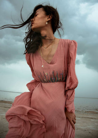 The Loom Art-Rouge Coral Dress-INDIASPOPUP.COM