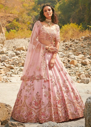 Dolly J-Rubene Pink Lehenga Set-INDIASPOPUP.COM