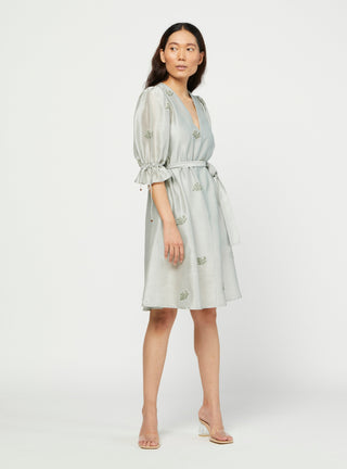 Meadow-Green Embroidered Dress-INDIASPOPUP.COM