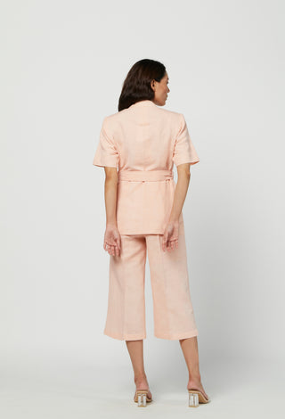 Meadow-Peach Linen Jacket & Pants-INDIASPOPUP.COM