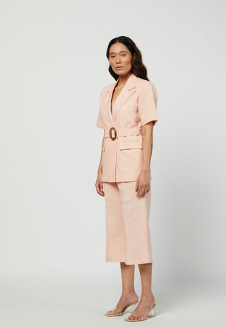 Meadow-Peach Linen Jacket & Pants-INDIASPOPUP.COM