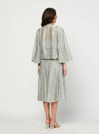 Meadow-Green Lace Jacket & Skirt-INDIASPOPUP.COM