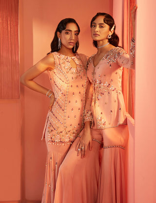 Sanya Gulati-Dusty Pink Kurta And Sharara Set-INDIASPOPUP.COM