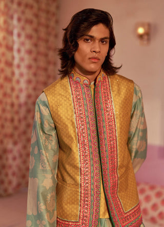 Siddhartha Bansal-Sea Surf Printed Kurta Bundi Set-INDIASPOPUP.COM