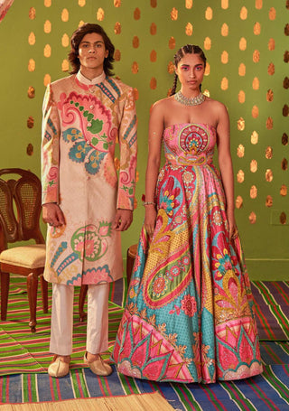 Siddhartha Bansal-Ivory Royal Paisley Sherwani With Churidaar-INDIASPOPUP.COM