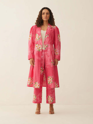 Shivani Bhargava-Pink Floral Stripe Jacket Set-INDIASPOPUP.COM