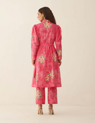 Shivani Bhargava-Pink Floral Stripe Jacket Set-INDIASPOPUP.COM