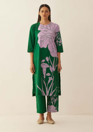 Shivani Bhargava-Green Floral Kurta And Pant-INDIASPOPUP.COM