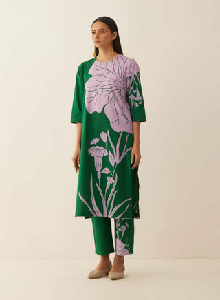 Shivani Bhargava-Green Floral Kurta And Pant-INDIASPOPUP.COM