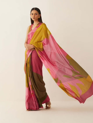 Shivani Bhargava-Multicolor Natural Silk Sari And Unstitched Blouse-INDIASPOPUP.COM