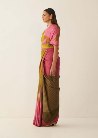 Shivani Bhargava-Multicolor Natural Silk Sari And Unstitched Blouse-INDIASPOPUP.COM