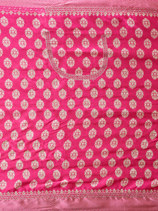 Ri.Ritu Kumar-Fuchsia Floral Saree With Unstitched Blouse-INDIASPOPUP.COM
