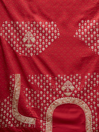 Ri.Ritu Kumar-Red Saffron Saree With Unstitched Blouse-INDIASPOPUP.COM