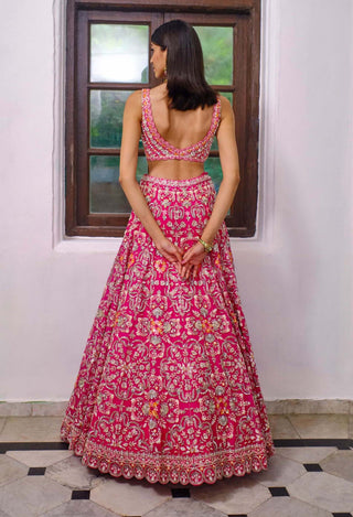 Aneesh Agarwaal-Pink Zardosi Lehenga Set-INDIASPOPUP.COM