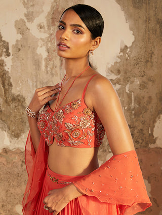 Shloka Khialani-Millie Peach Embellished Lehenga Set-INDIASPOPUP.COM