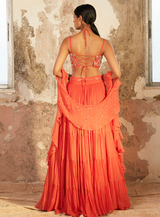 Shloka Khialani-Millie Peach Embellished Lehenga Set-INDIASPOPUP.COM