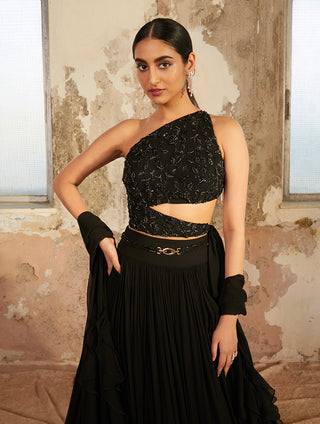 Shloka Khialani-Nina Black Embellished Lehenga Set-INDIASPOPUP.COM