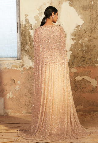 Shloka Khialani-Pearla Beige Draped Cut Out Gown-INDIASPOPUP.COM