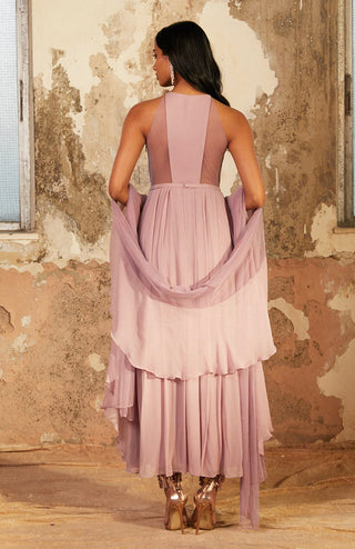 Shloka Khialani-Chelsea Lilac Overlap Pleated Kurta Set-INDIASPOPUP.COM