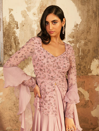 Shloka Khialani-Lillie Lilac Embroidered Lehenga Set-INDIASPOPUP.COM