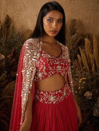 Shloka Khialani-Coral Caroline Embellished Lehenga Set-INDIASPOPUP.COM