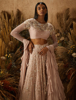 Shloka Khialani-Dusty Pink Amari Embellished Lehenga Set-INDIASPOPUP.COM