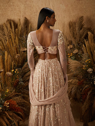 Shloka Khialani-Dusty Pink Amari Embellished Lehenga Set-INDIASPOPUP.COM